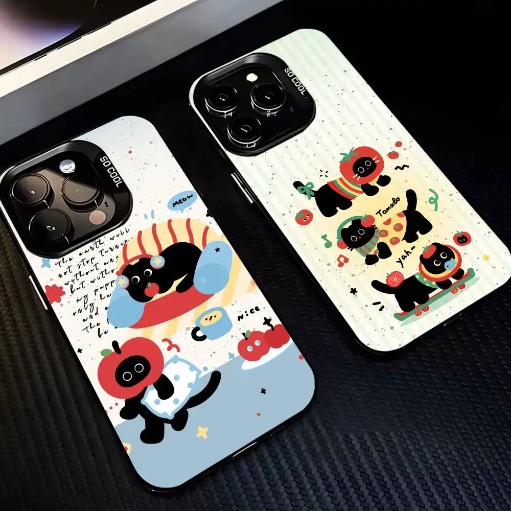 

Cute little black cat Phone Case For iPhone 16,15,14,13,12,11,Pro,MAX White Matte Shockproof Cover