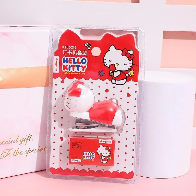 Sanrio Hello Kitty Stapler Set Cute Cartoon School Supplies Fashion Portable Office Supplies Mini Stationery Girls Holiday Gifts