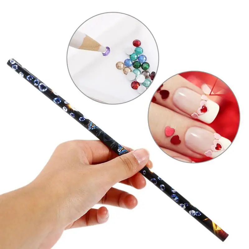 ELECOOLProfessional Rhinestone Picker Sticky Drill Pen Nail Gel Pencil White Nail Art Dotting Pen Rhinestones Pick Up Tool