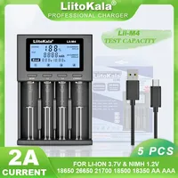 5PCS LiitoKala Lii-M4 LCD Classical Intelligent 18650 Battery Charger For 3.7V  26650 18350 21700 18500 14500 16340 1.2V AA AAA