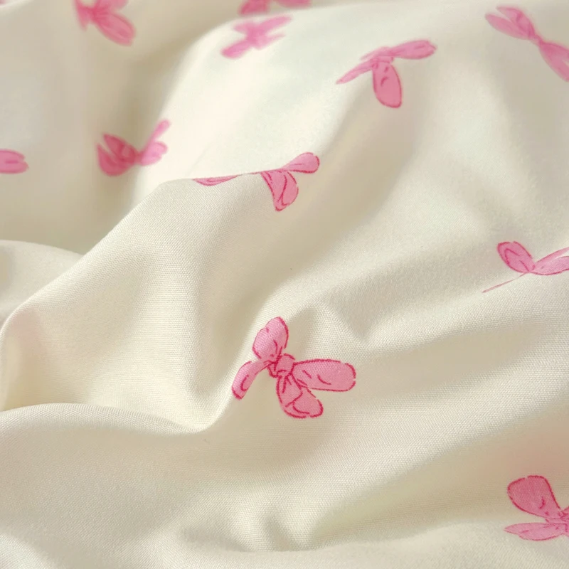 3-teiliges Bettbezug-Set mit rosa Schleife (1 x Bettbezug + 2 x Kissenbezug, ohne Kern), süßes Bettwäsche-Set, weich und bequem – Detail 6