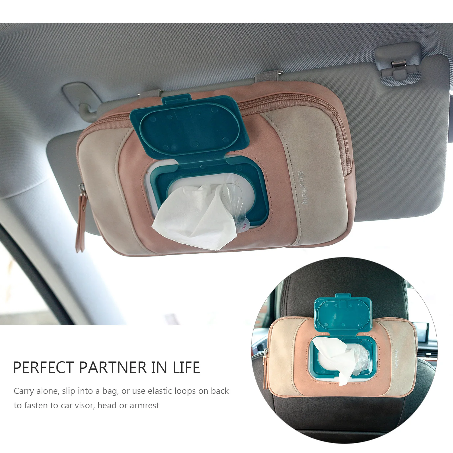 Fashion pu leather baby wipes bag portable car flapper seat hanging wipes bag practical tissue box baby stroller accessories