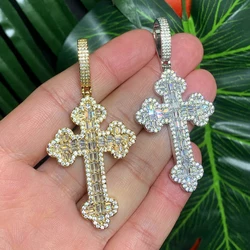 2026 Iced Out Bling Men Boy Cool Hip Hop Geometry Cubic Zircon Rope Chain Cross Pendant Necklace Rock Punk Sparking Jewelry Gift
