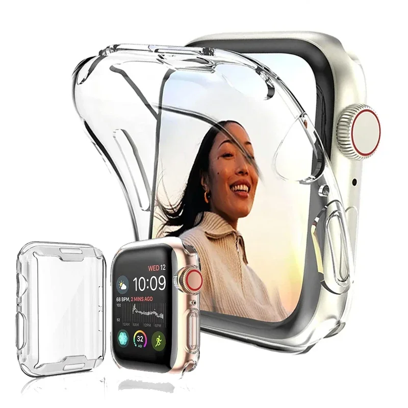 Protetor de tela tpu para apple watch case ultra 2 49mm 41mm 44mm 40mm 42mm acessórios de capa para iwatch série 9 8 7 se 6