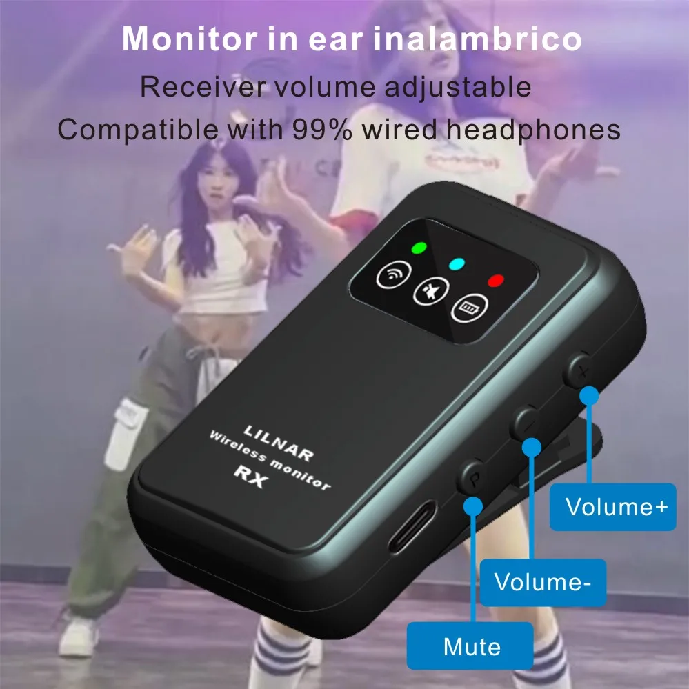 Nirkabel dalam telinga Sistem Monitor kembali panggung 2.4G Earphone isi ulang penerima pemancar mendukung Stereo Mono Studio penyanyi