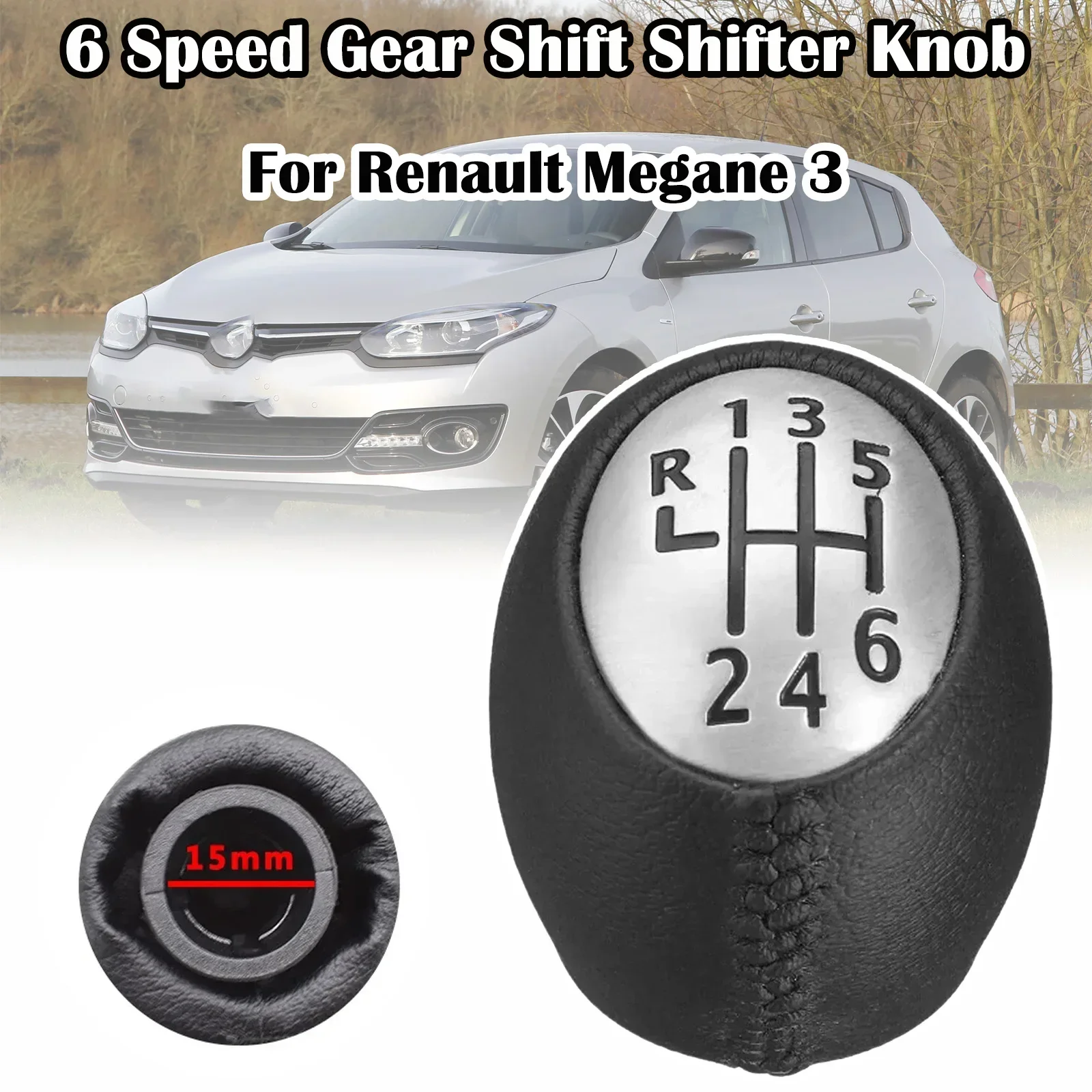 For Renault Megane MK3 Clio Laguna For Nissan For Vauxhall Interior Accessories 6 Speed Gear Shift Knob Leather Handleball