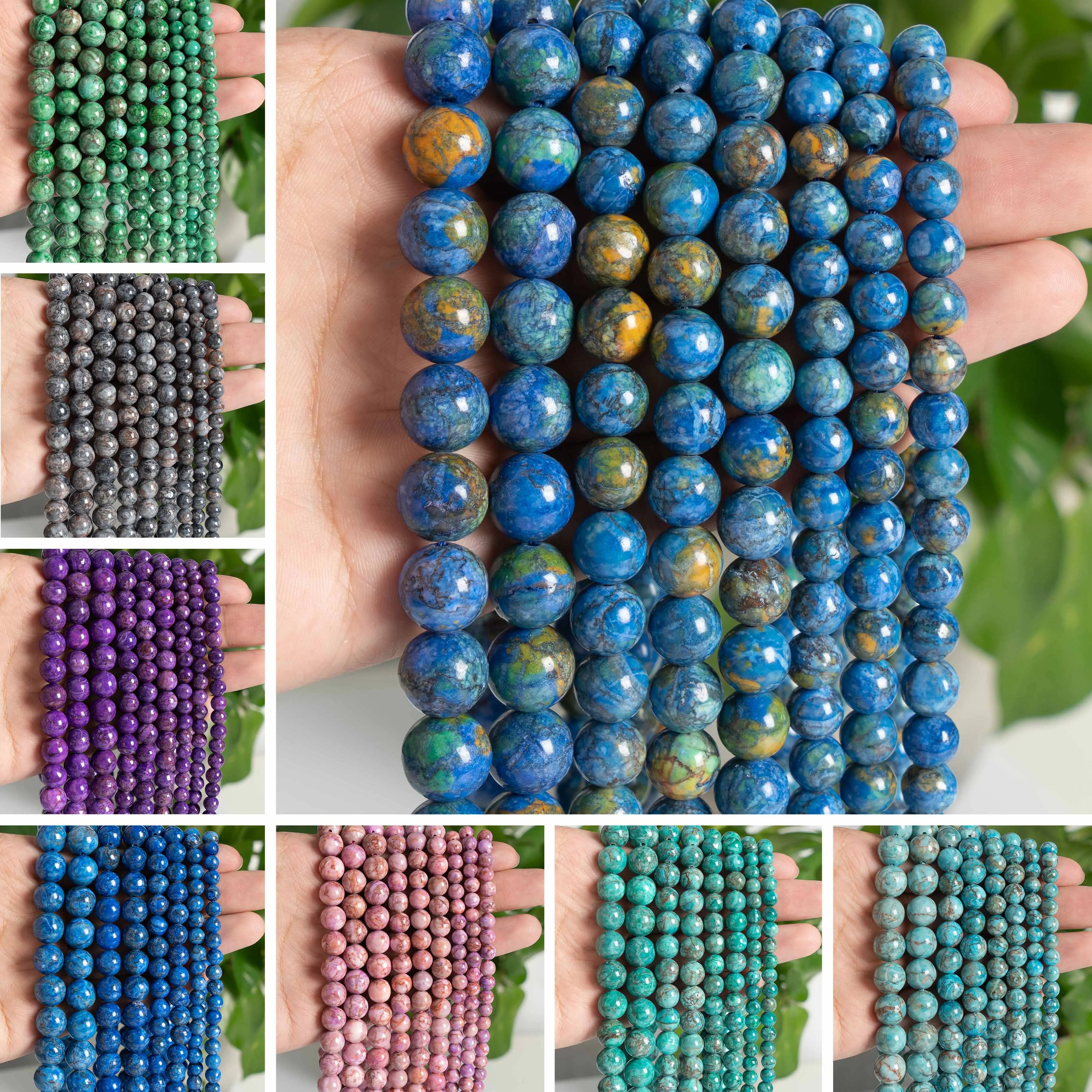 Genuine Natural Peacock Blue Magnesite Turquoise Beads Grade AAA Gemstone Round Loose Beads 6/8/10/12mm for Jewelry Making