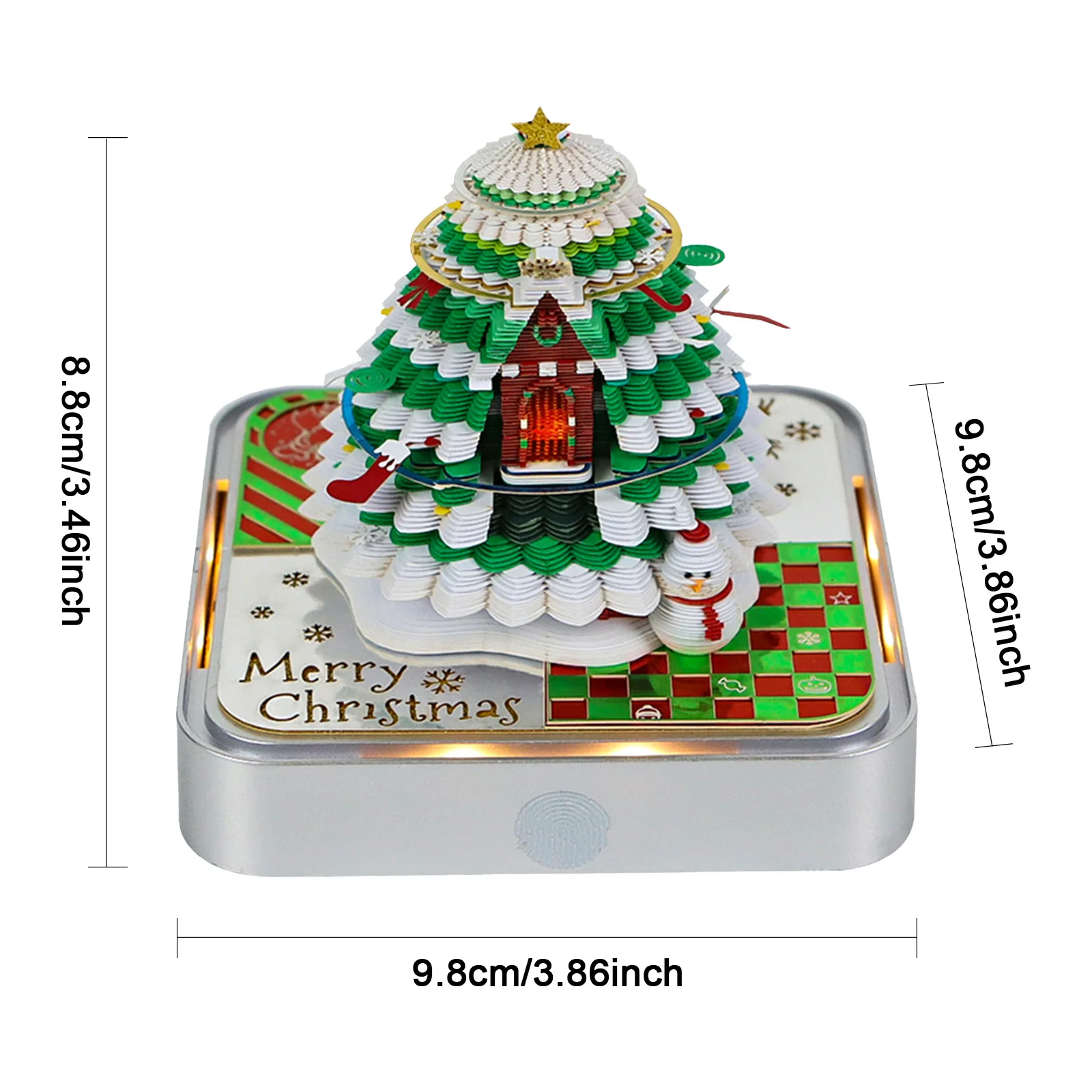 3D Calendar 2026 with Lights Tear-Away 3D Paper Art Notepad Tear-Away Paper Sculpture Art Calendar for Friends Christmas