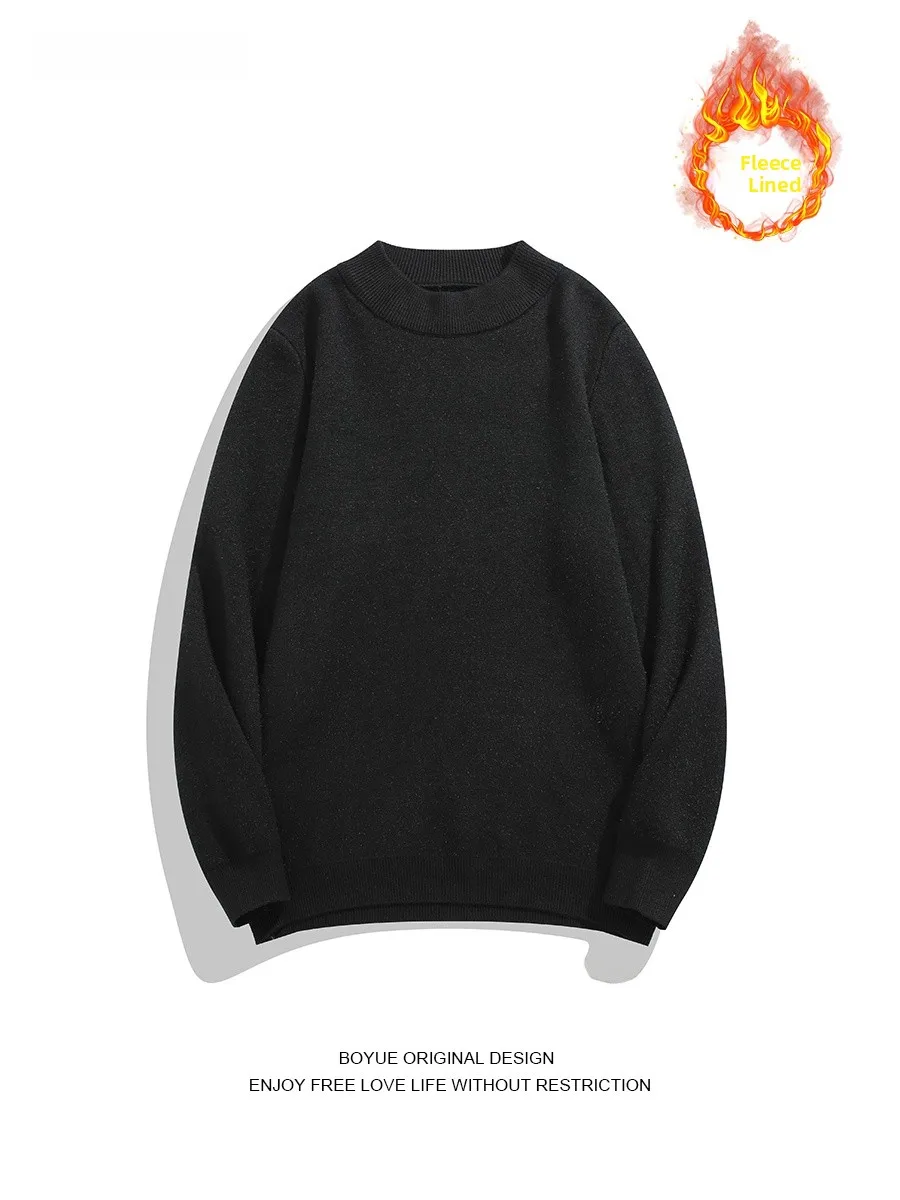 

BOYUE Pure Color Fce Трикотаж на подкладке Удобная мягкая толстовка большого размера для зимы Теплая повседневная одежда с высоким воротником Swe...