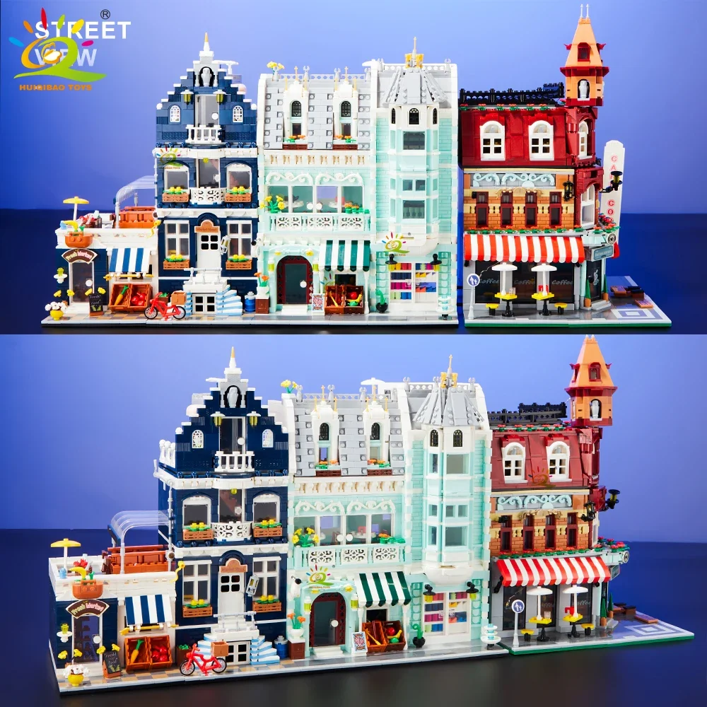 

Vintage Street View Building Blocks Set Luminous Light Detailed Multi-Building Bricks Toy Gift for Home Decoration