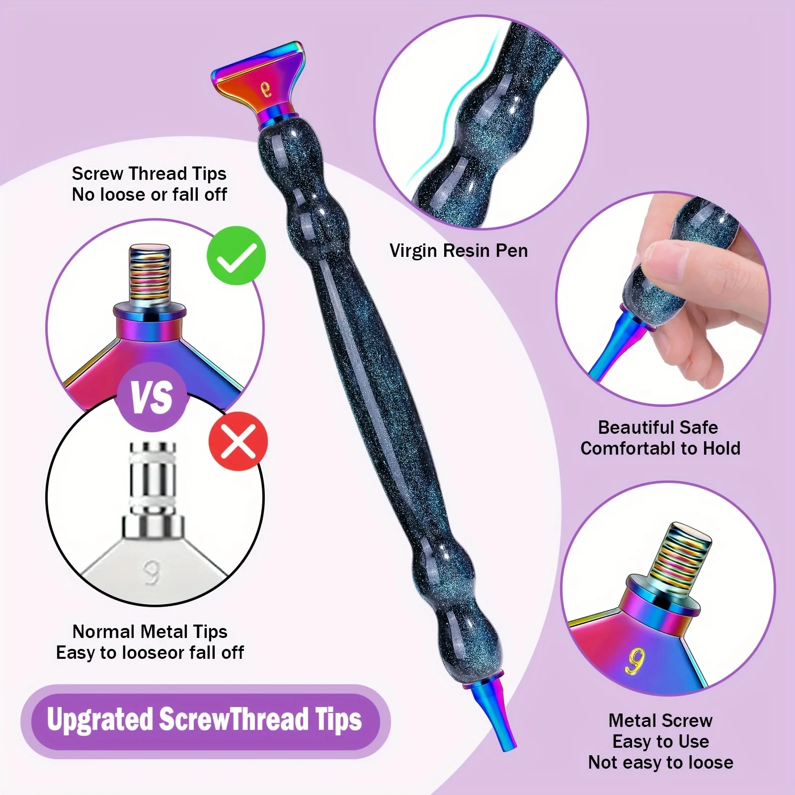 Zestaw narzędzi do malowania diamentami: brokatowy długopis w kształcie tykwy, plastikowy długopis, metalowe wiertła, 6 sztuk czerwonego kleju, 1 sztuka plastikowego pudełka, gwintowane wiertła do malowania diamentami.