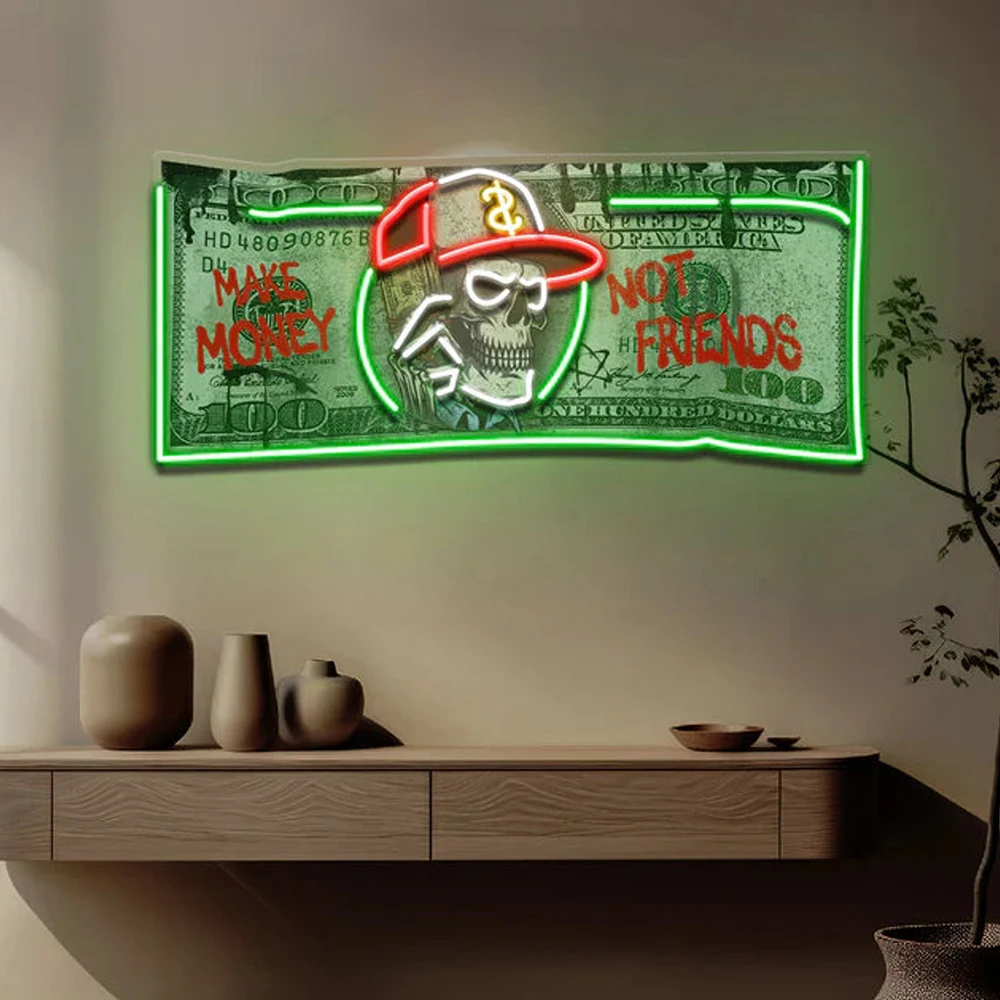 Letrero de neón personalizado de Dollar Money, arte para colgar en la pared de la sala de estar, dormitorio, luz de neón para Bar, decoración del Club, letreros de luz LED