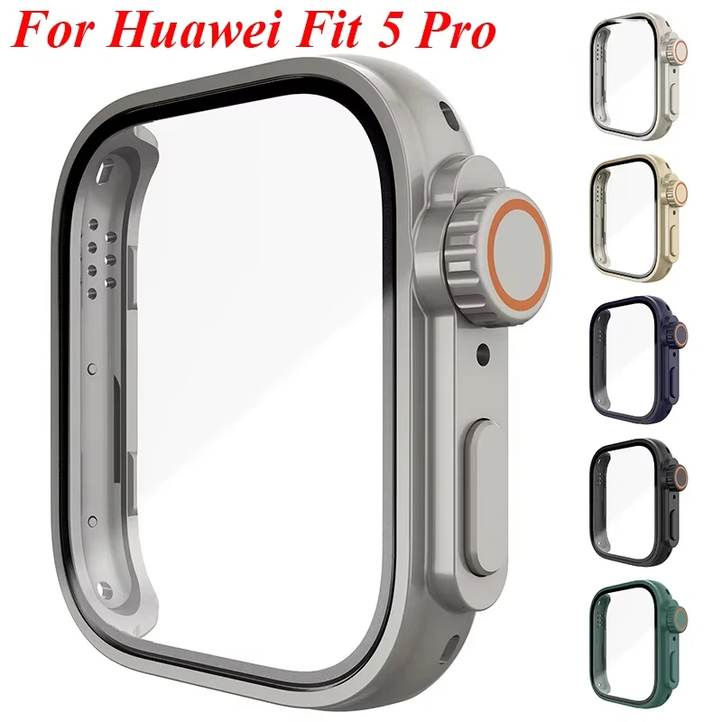 Change To Ultra Case for Huawei Watch Fit 5 Pro/ 5 Tempered Glass Cases Screen Protector for Huawei watch Fit 5 Upgrade to Ultra