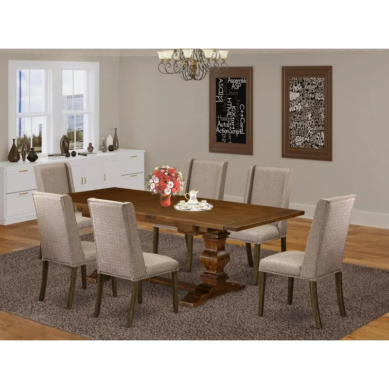 ALAFL7-87-16 7 Piece Dining Table Set Consist of a Rectangle Kitchen Table