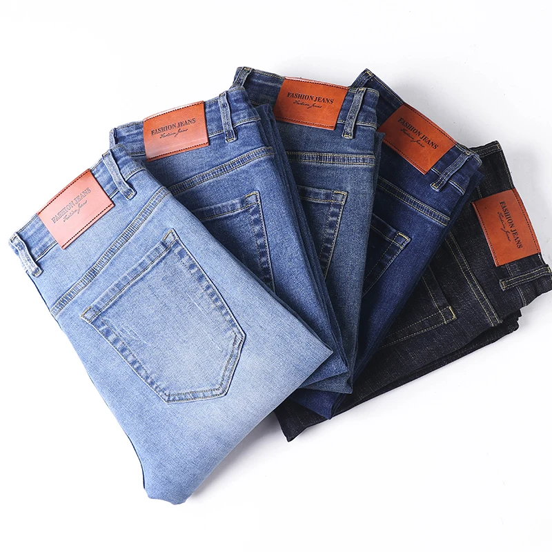 

5 Color Classic Jeans Men's Clothing Trousers Solid Color Casual Elastic Comfortable Fashion Slim Male Denim Pants