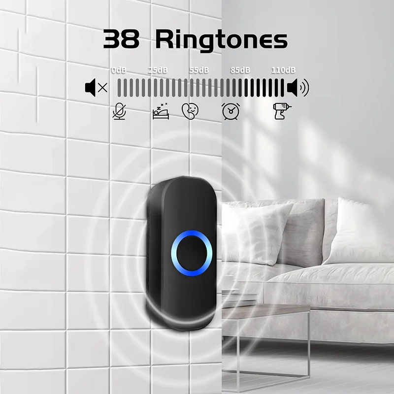 Jeatone Wireless Doorbell Home Welcome Doorbell Waterproof 300M Smart Door Bell With Battery LED Flash Security Alarm For House