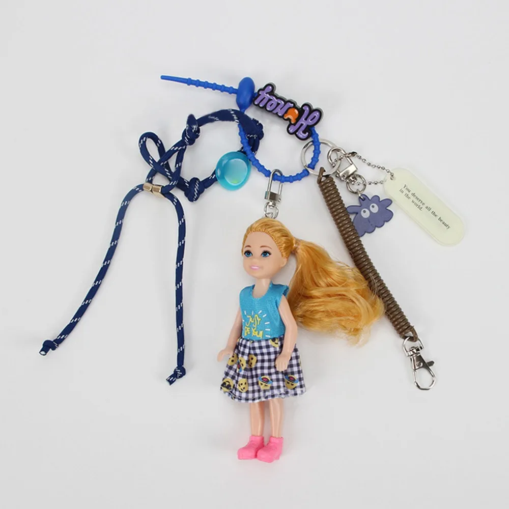 New Cute Doll Pendant Hanging Ornament DIY Change Clothes Car Key Ring Keychain for Barbie Doll