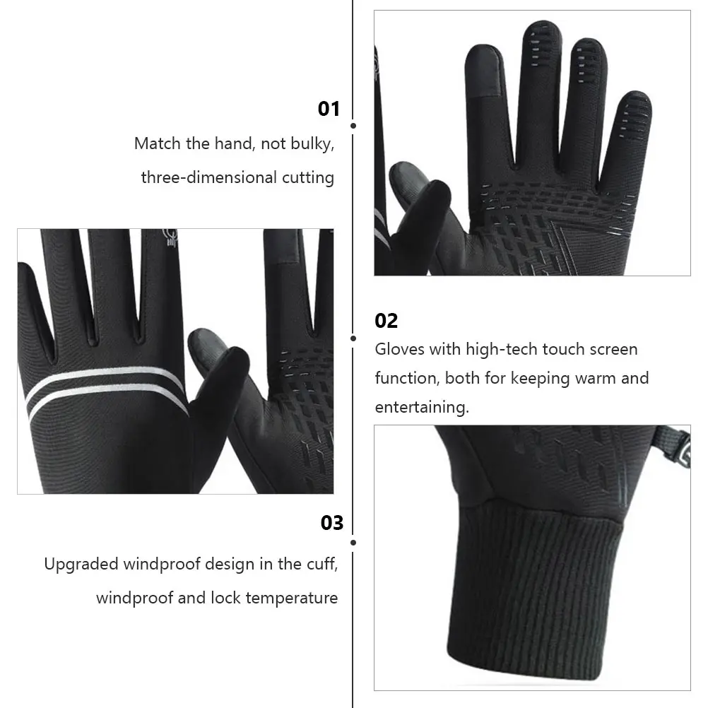 

1 Pair Winter Touch Screen Cycling Gloves Unisex Warm Skid-Proof Windproof Thermal Riding Gloves For Mountain Bike Outdoor