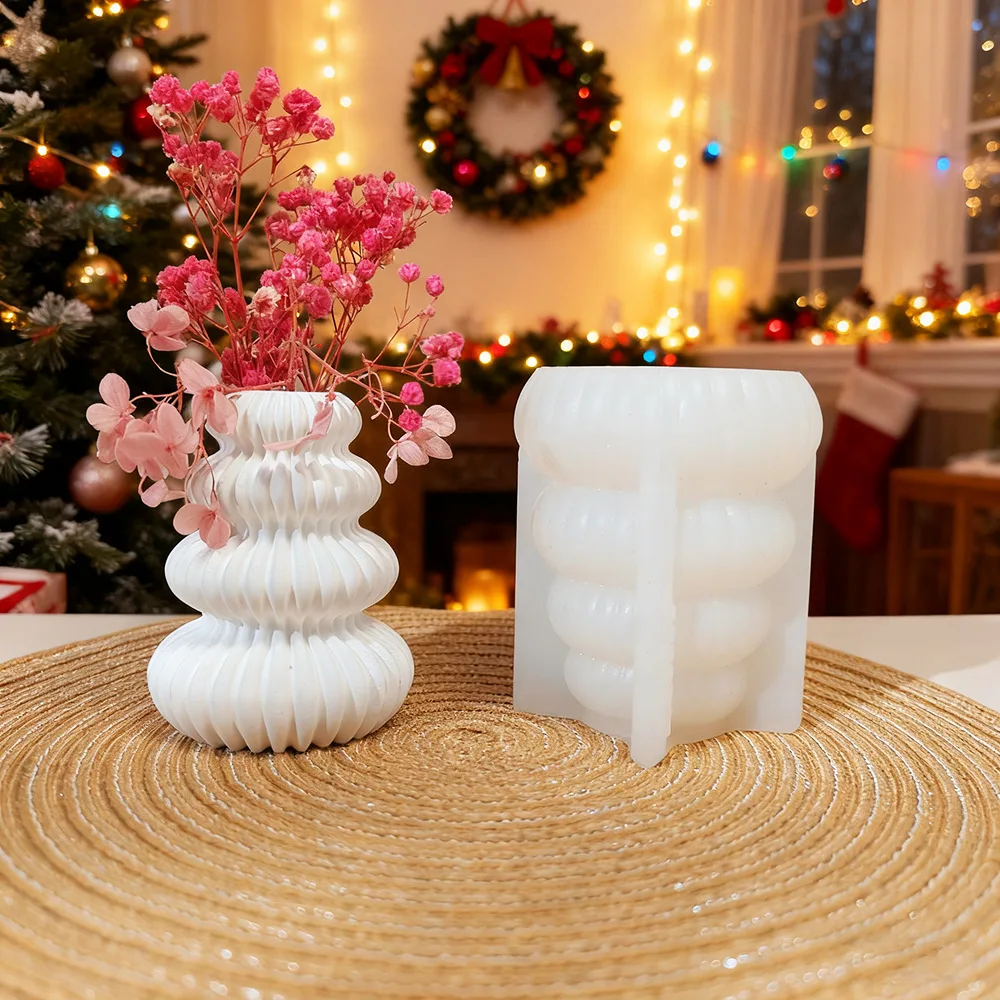 عيد الميلاد زهرة وعاء قالب من السيليكون DIY عطلة الخبز كوكي كعكة الشوكولاته الحلوى صينية ديكور، عيد الميلاد الراتنج الاسمنت الحرف القالب