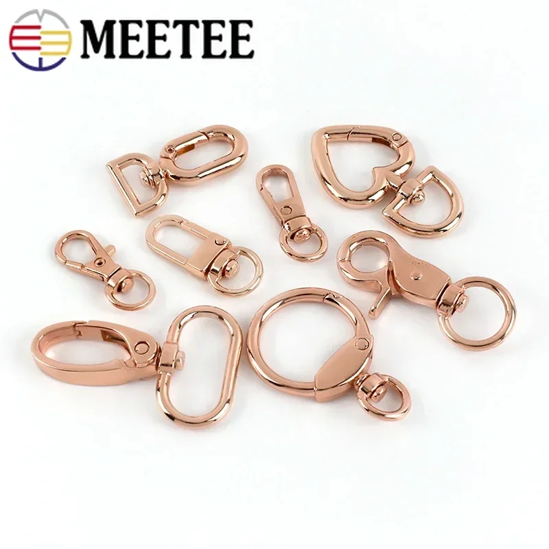 10Pcs RoseGold Bag Buckles Metal Lobster Clip Clasp Hooks Backpack Strap Belt Carabiner Hanger DIY Hardware Sewing Accessories