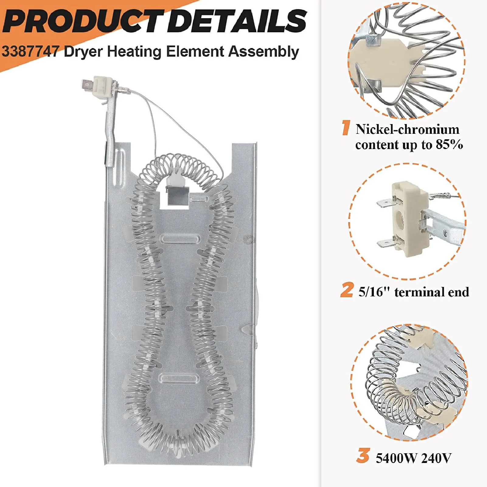 Dryer Heating 5400W W11344457 Drying Machine Heating  for Maytag 240V Drying Machine Heating