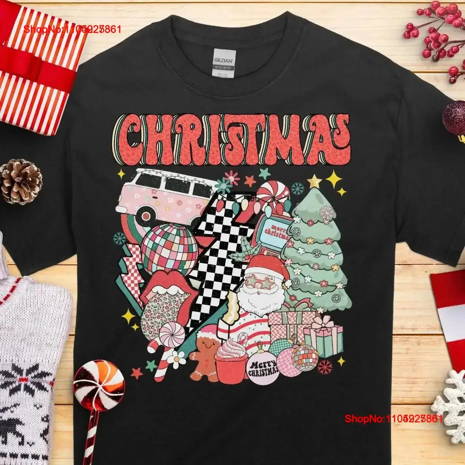 

РОЖДЕСТВЕНСКАЯ Ретро Винтажная футболка с принтом Зимняя страна чудес Секретный Санта-Клаус Праздничный подарок для него и ее стираный повседневный винтажный графический подарок