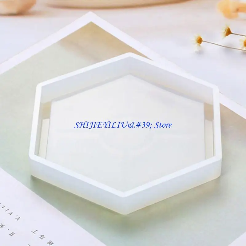 E21F 4/6Pcs Jewelry Decor Making Epoxy Silicone Mould Crystal Agate Mold Hexagon Round Mug Pad Resin Casting Mold