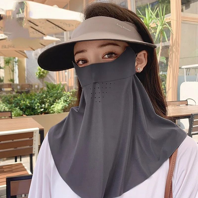 Cycling Ice Silk Mask Sun Protection Earloop Design Balaclava Scarf Men Women Sunscreen Face Dustproof Outdoor Fishing Scarf