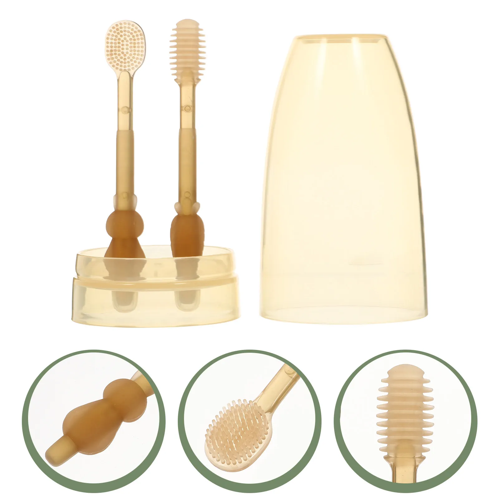 

Набор детских зубных щеток из пищевого силикона, бережный уход за деснами, очиститель молочных зубов, безопасный для малышей, светло-коричневый цвет, детские зубные щетки