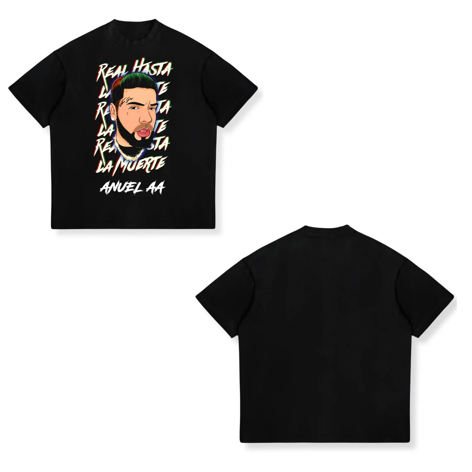 Rapper Anuel AA Real Hasta La Muerte Tour 2026 Album T Shirts Men Hip Hop Gothic Short Sleeve T Shirts Vintage Oversized T-shirt