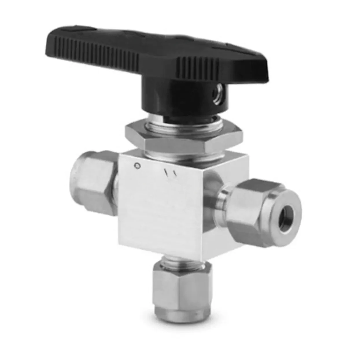 SS-45XS12 Stainless Steel 1-piece 40 Series 3-way Ball Valve 3.8 Cv