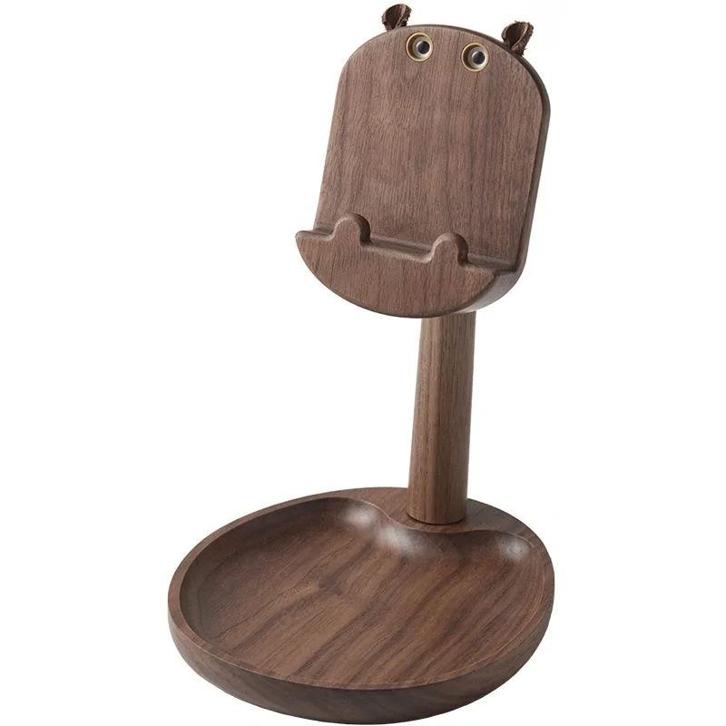 Black walnut lazy mobile phone desktop stand creative cute mobile phone decoration stand watching TV series watching video stand