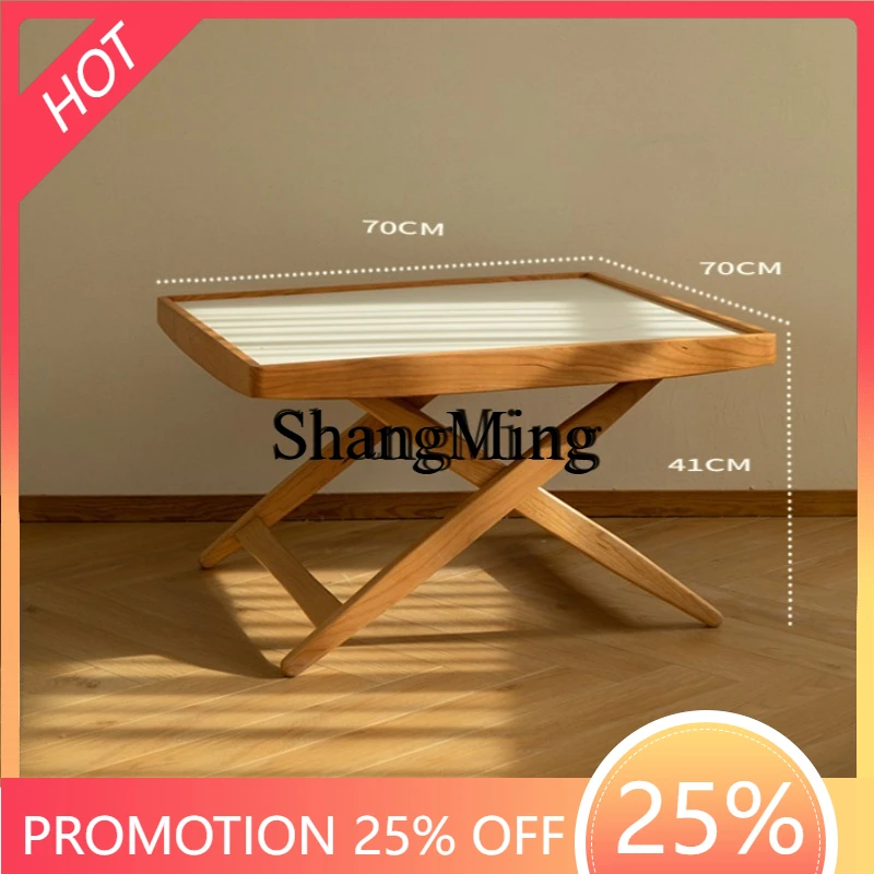 

ZYY high value simple household simple modern solid wood rock slab square small apartment folding edge table