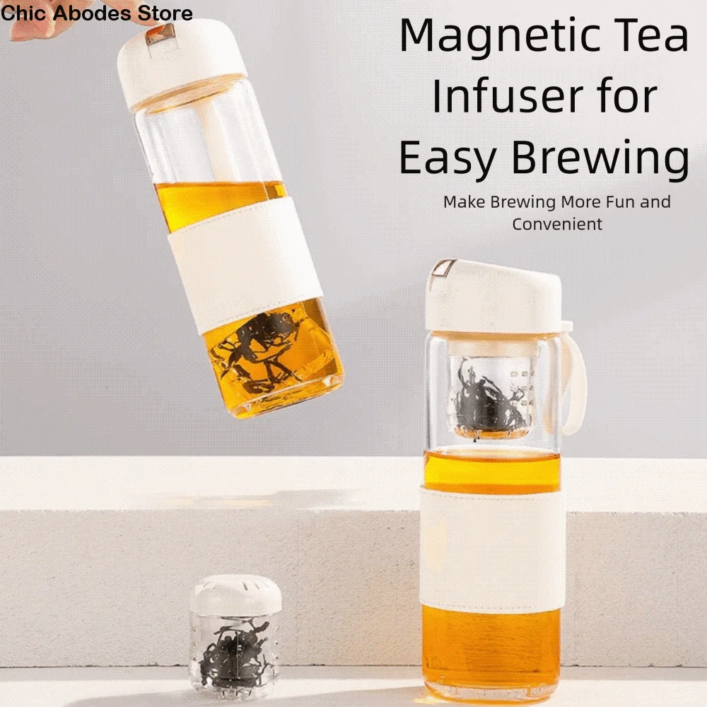 

Portable Design Glass Water Bottle High Temperature Resistant Elastic Mechanism Double-Layer Insulated Mug Large Capacity