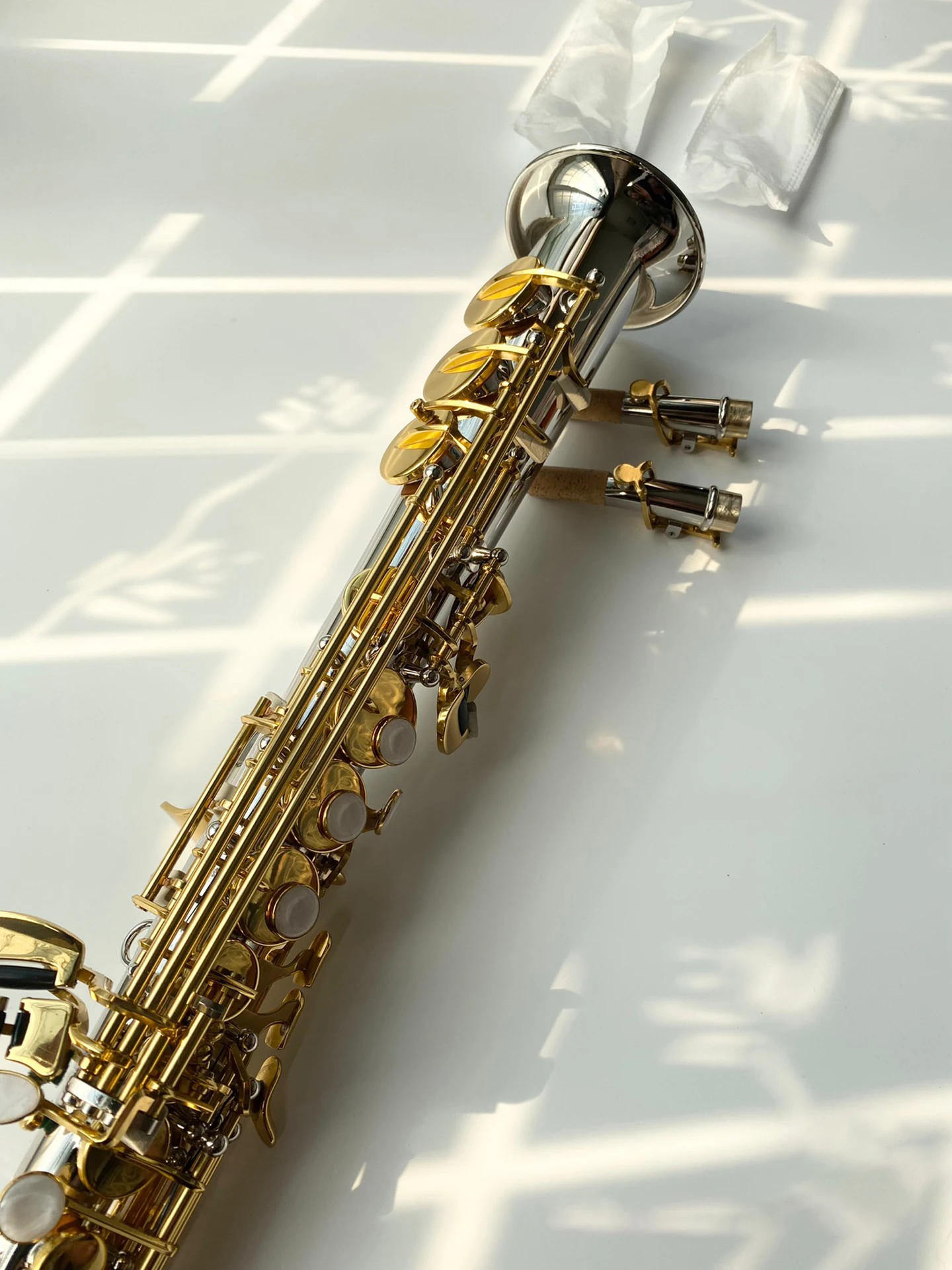

classic 9937 Original 1 :1 key type Soprano Saxophone S-9937 silver gold plated B flat white copper Soprano Sax instrumen