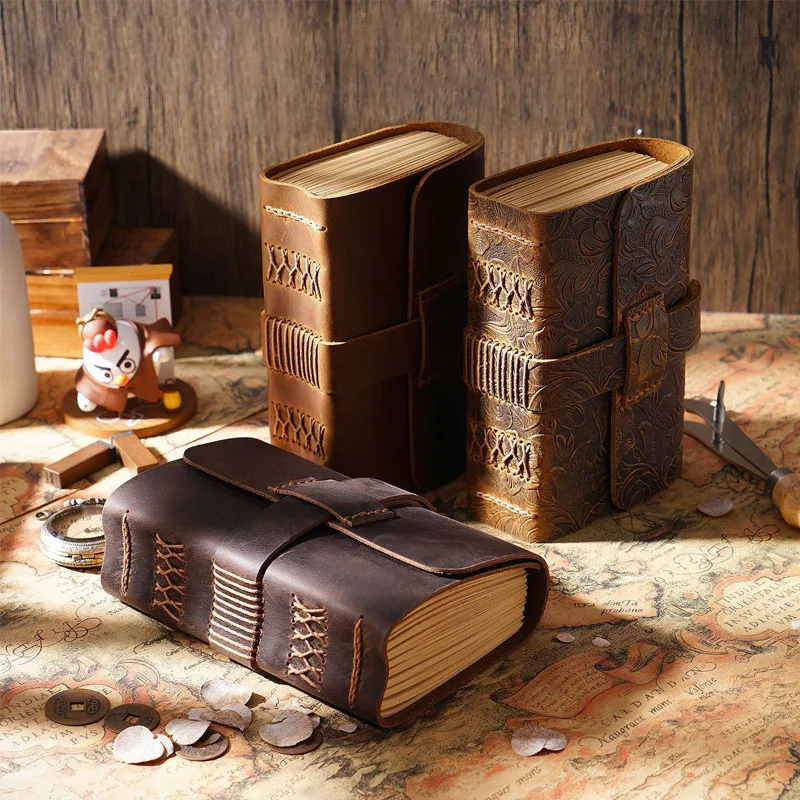 First Layer Cowhide Notebook Thickened Retro Chinese Style Planner Journal Diary Kraft Paper Notepad Kraft Paper Journal