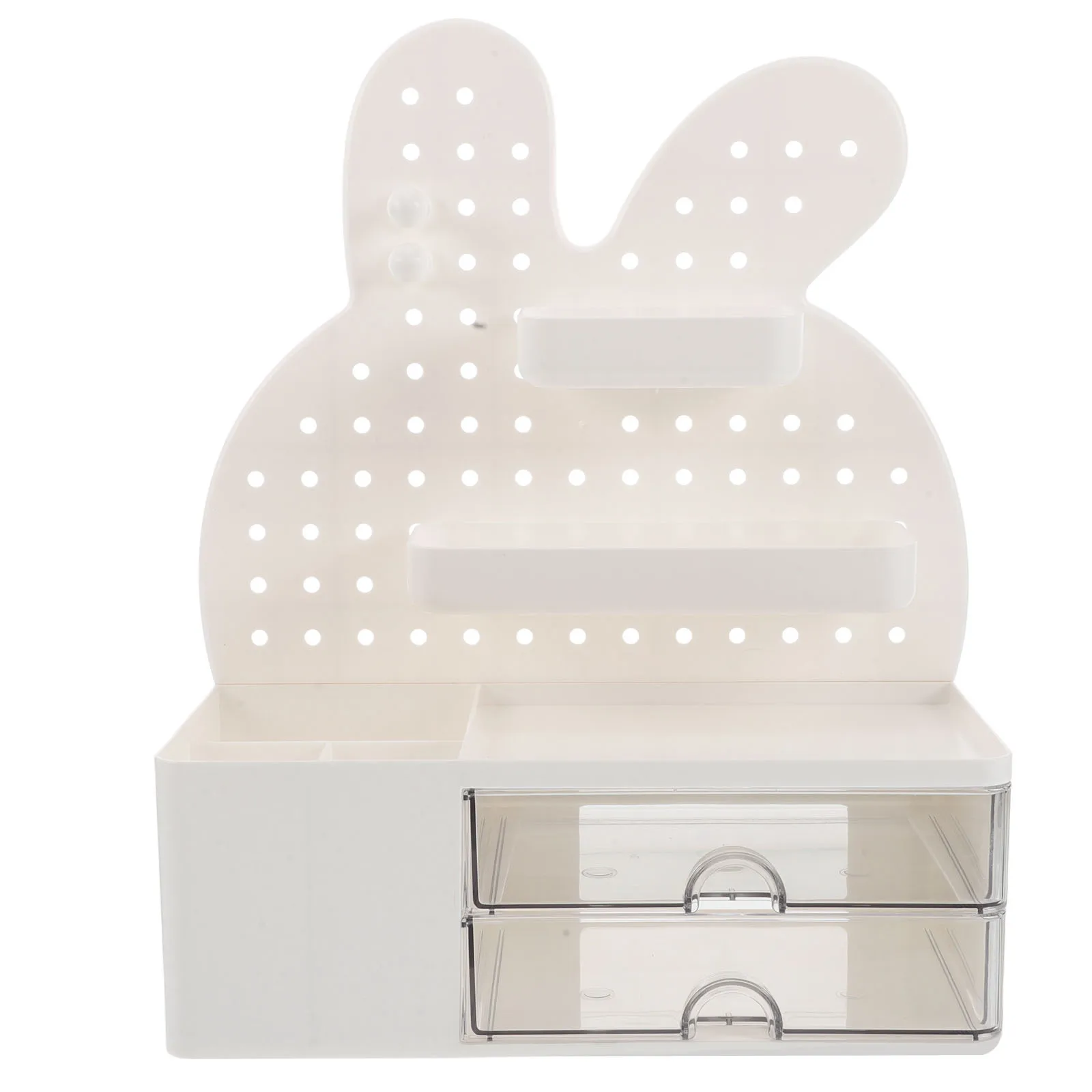 

Cute Bunny Desk Organizer with Drawers Pegboard Storage Box for Stationery Pens Headbands Office School Dorm Room Desktop