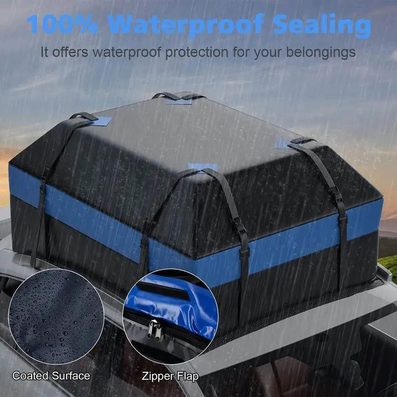 Rooftop Cargo Carrier Bag Soft Rooftop Luggage Bag 600D 15 CF Roof Waterproof Bag For All Cars With/Without Rack