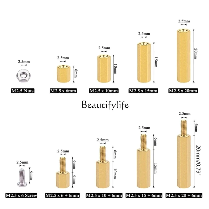 

jj4 Industrial Grade Standoffs Screws Brass Screw Nut Assortment Kits Suitable for Board Raspberry Motherboards Dropship