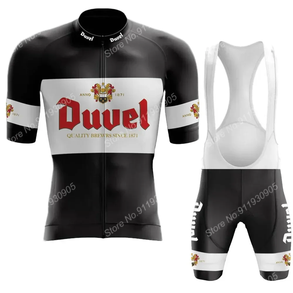 Duvel Blue Black 2024 Cycling Jersey Set Retro Cycling Clothing Belgium Beer Road Bike Suit Bib Shorts Maillot MTB Fietskleding