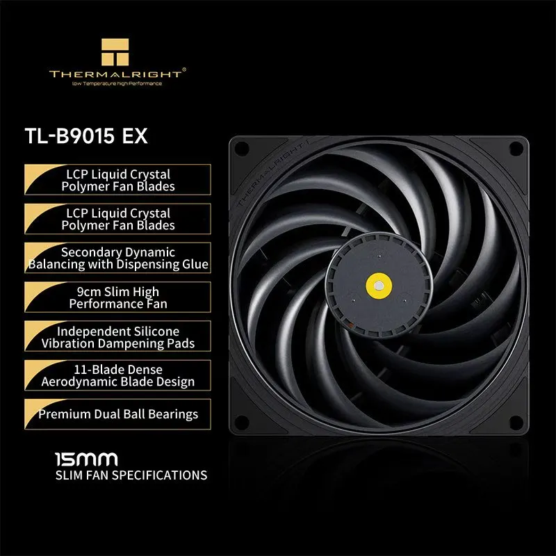 Thermalright TL-B9015 EX 92mm LCP Ultra-Thin Fan with Dual Ball Bearings Dots Glue Noise Reduction Ring Design chassis fans image 5