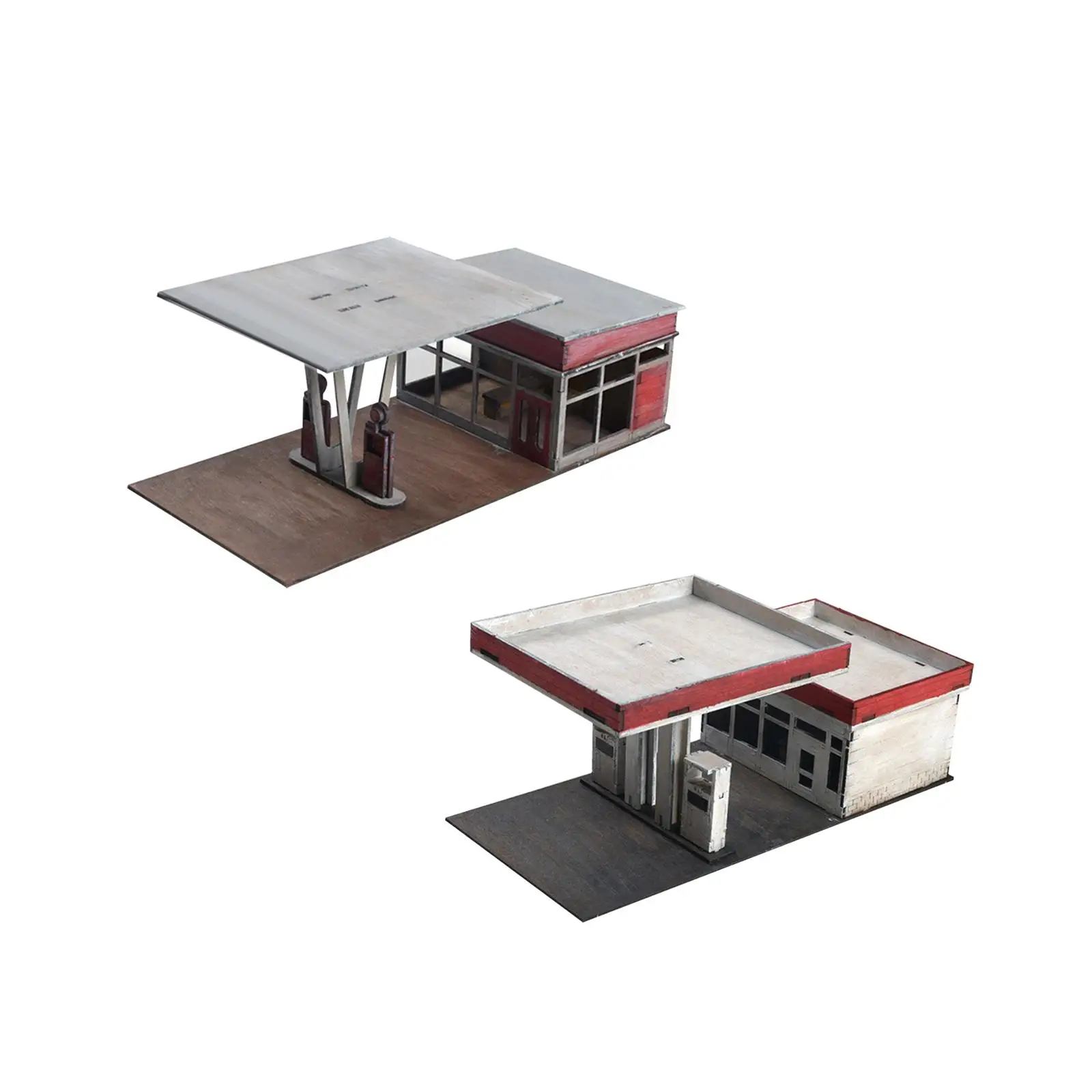 1/72 1/64 Building Model Kits Gas Station Architecture Scene for Micro Landscape Layout War Scene Sand Table Architecture Model