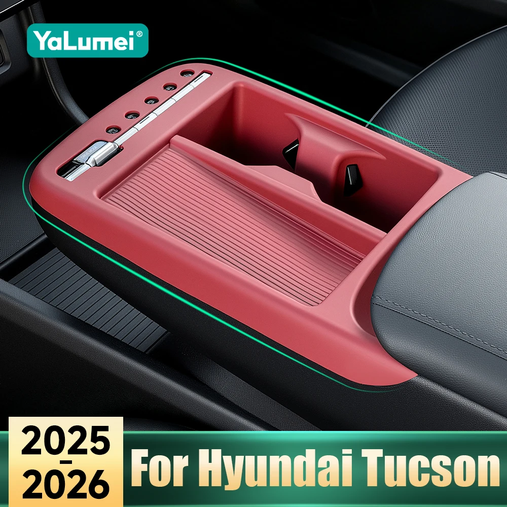 Für Hyundai Tucson Limited Hybrid 2025 2026 (NUR für elektronisches Schaltgetriebe) Silikon-Autokonsolenmatte für Mittelkonsole und Armlehnen-Aufbewahrungsbox