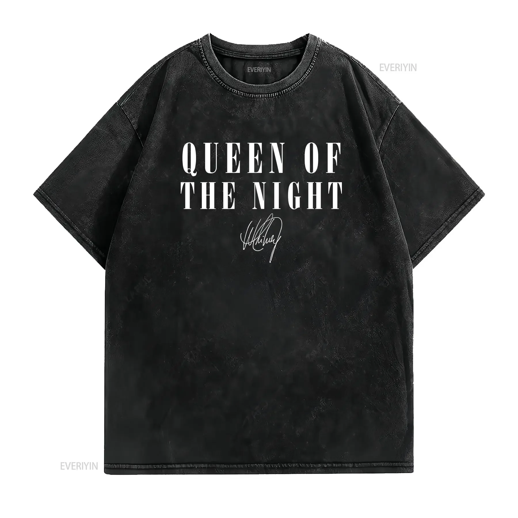 Merchcode Ladies Whitney Queen of the Night T Shirt Top Print Music Pop vintage Washed Soft homme Versatile