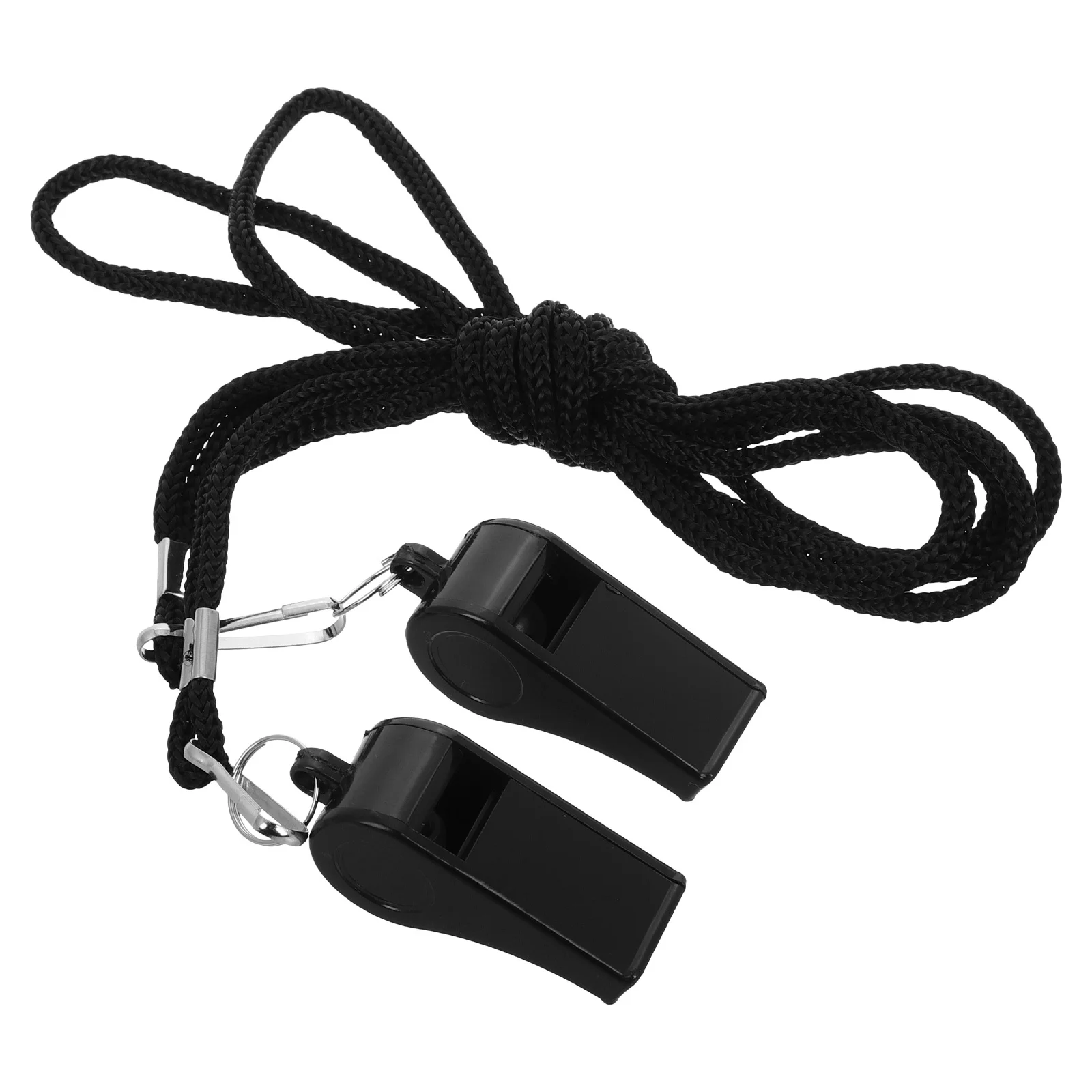 

2Pcs Black Whistle ABS Material Loud Sound Referee Coaches Survival Lanyard Portable Clear Communication Whistle Necklace