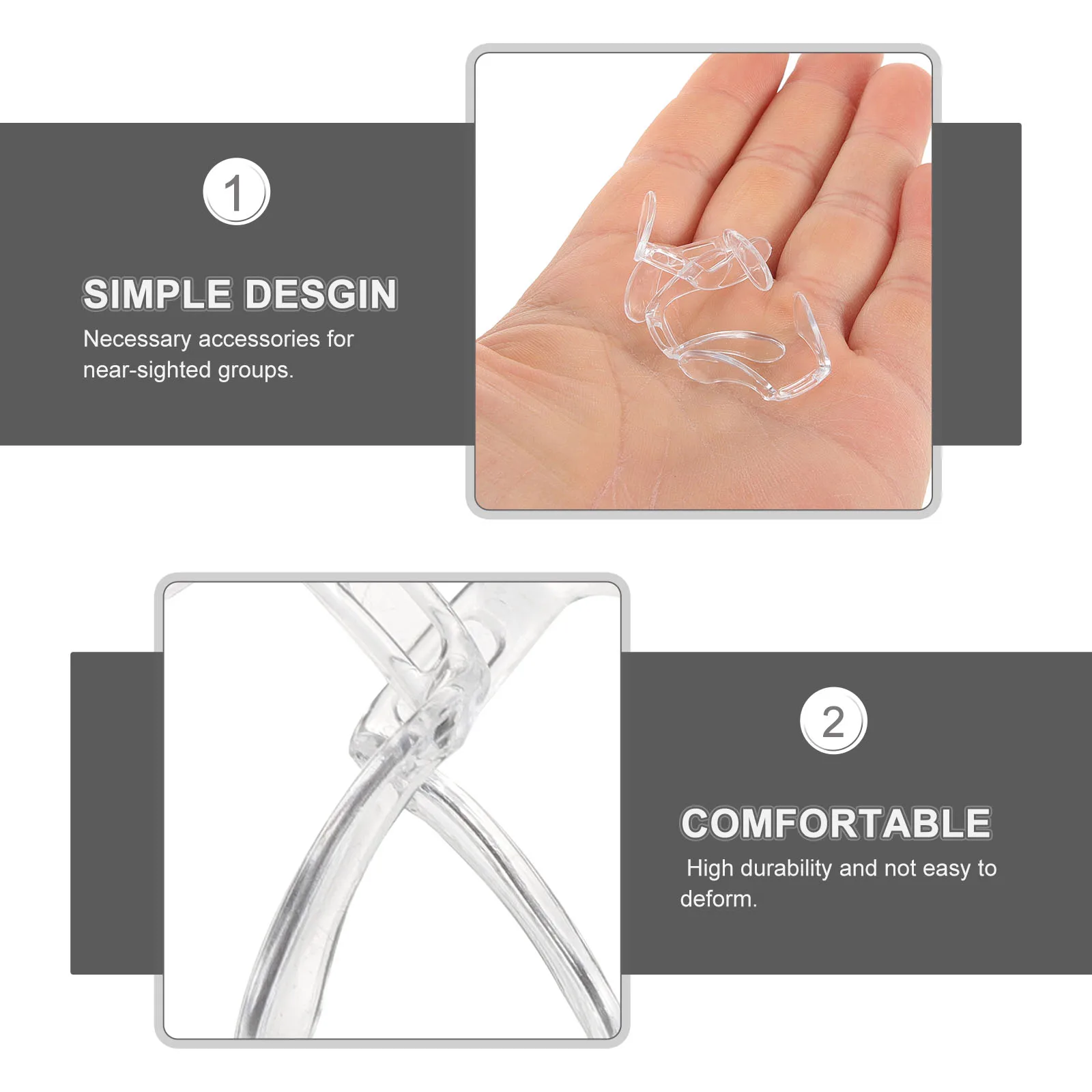 

4pcs Nose Pads for Glasses Eyewear Support Non-slip Replacement Pad 55x15mm Transparent U-shaped Compatibility Various Frames