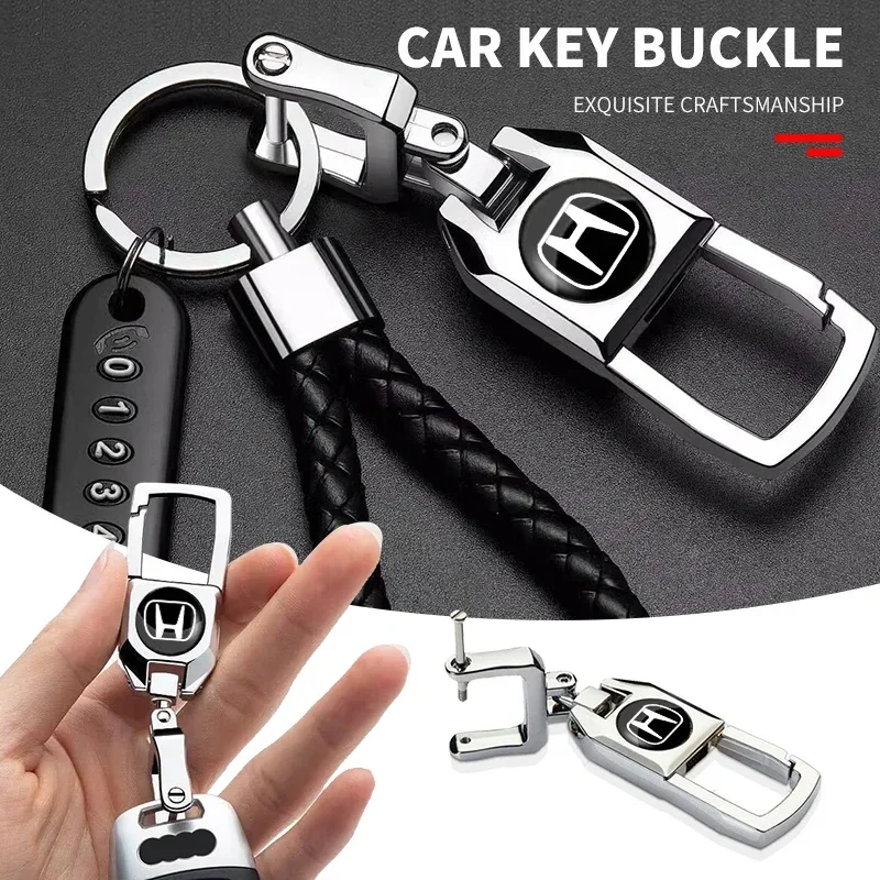 Car Logo Keychain Gift Ring Badge Metal Emblem Key Chains Holder For Honda Civic Fit Jazz Accord CRV HRV City Odyssey Passport