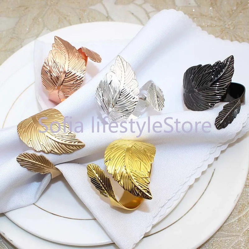 12/24Pcs  Leaf Shape Napkin Rings for Holidays Parties Weddings Family Casual Formal Occasions Table Decoration