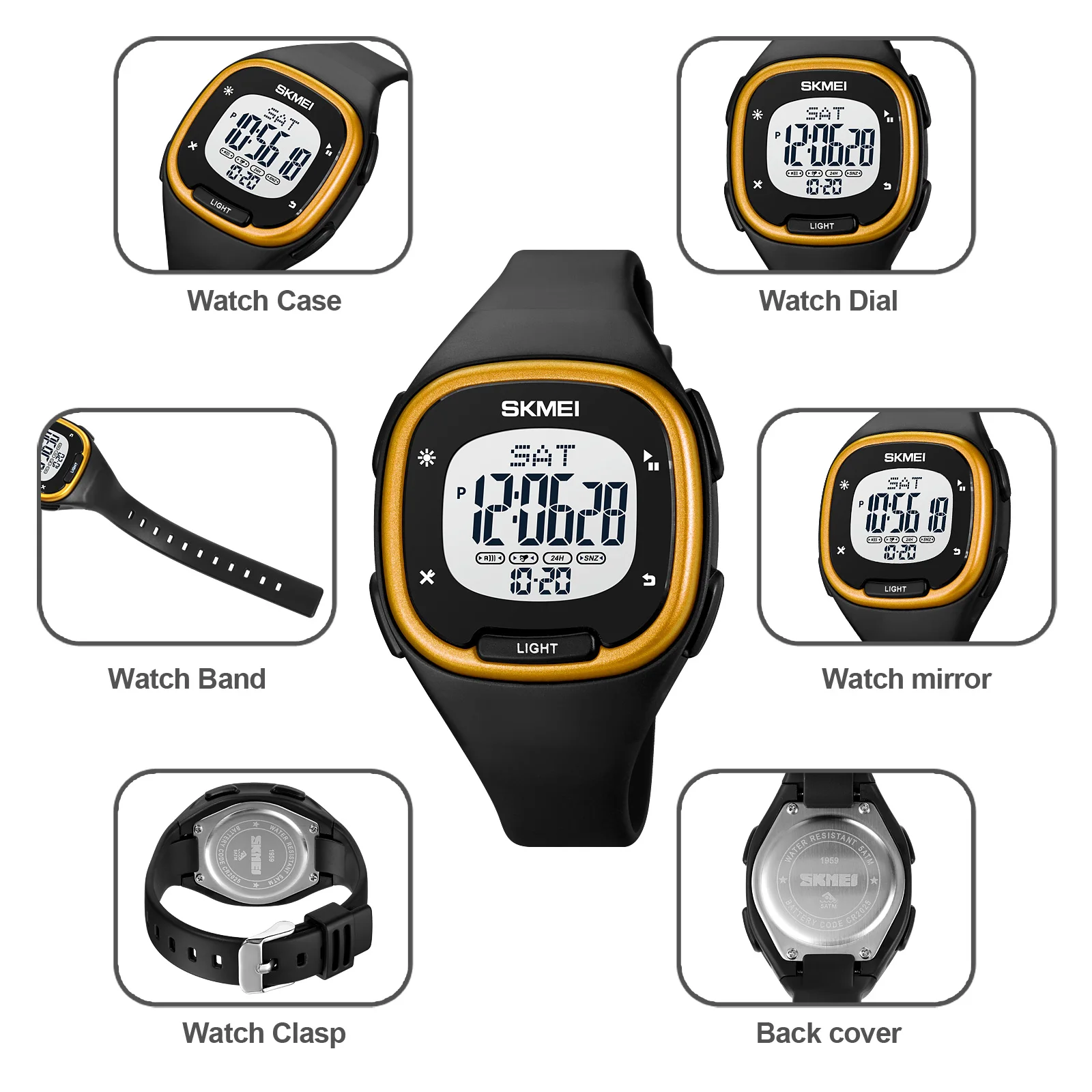 SKMEI Fashion Creative Macaron Color Watch Double Time Countdown Teen Student Waterproof Vitality Square muslimatexmuslimlimah 1959