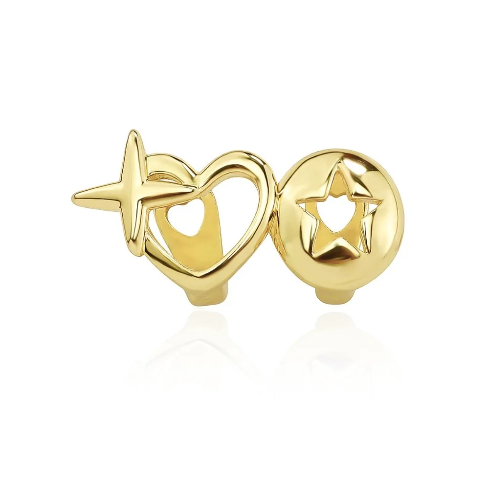 

Fashion Hollow Heart Hip Hop Tooth Grillz Copper High Polish Dental Grills Heart Shape Tooth Caps Couple